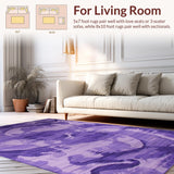 Ultra Soft Area Rug, Non Slip, Stain Resistant, Washable Area Rugs for Living Room, Bedroom, Delicate Ethereal Cloud Motif(Purple)