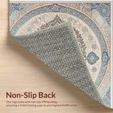 Ultra Soft Area Rug, Non Slip, Stain Resistant, Washable Area Rugs for Living Room, Bedroom, Damask Grey and Teal Office Stain-Resistant Carpet(Beige)