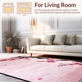 Ultra Soft Area Rug, Non Slip, Stain Resistant, Washable Area Rugs for Living Room, Bedroom, Modern Multicolor Botanical Elegance(Pink)