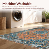 Ultra Soft Area Rug, Non Slip, Stain Resistant, Washable Area Rugs for Living Room, Bedroom, Whimsical Colorful Trellis Design(Orange)