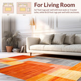 Ultra Soft Area Rug, Non Slip, Stain Resistant, Washable Area Rugs for Living Room, Bedroom, Contemporary Warm Color Fusion(Orange)