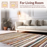 Ultra Soft Area Rug, Non Slip, Stain Resistant, Washable Area Rugs for Living Room, Bedroom, Chic Earthy Textured Stripe Design(Yellow)