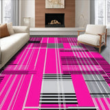 Ultra Soft Area Rug, Non Slip, Stain Resistant, Washable Area Rugs for Living Room, Bedroom, Bold Modern Striped Decorative Element(Pink)