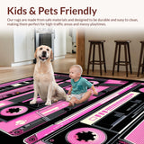 Ultra Soft Area Rug, Non Slip, Stain Resistant, Washable Area Rugs for Living Room, Bedroom, Funky Multi-Color Audio Vibe(Pink)