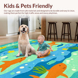Ultra Soft Area Rug, Non Slip, Stain Resistant, Washable Area Rugs for Living Room, Bedroom, Underwater Adventure Shark Theme Area Carpet for Boys(Blue)
