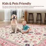 Ultra Soft Area Rug, Non Slip, Stain Resistant, Washable Area Rugs for Living Room, Bedroom, Chic Earthy Floral Arrangement(Ivory)