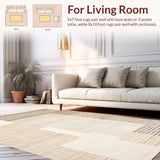 Ultra Soft Area Rug, Non Slip, Stain Resistant, Washable Area Rugs for Living Room, Bedroom, Sophisticated Beige Artful Arrangement(Beige)