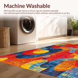 Ultra Soft Area Rug, Non Slip, Stain Resistant, Washable Area Rugs for Living Room, Bedroom, Chic Round Geometric Fusion(Red)