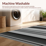 Ultra Soft Area Rug, Non Slip, Stain Resistant, Washable Area Rugs for Living Room, Bedroom, Sleek Minimalist Black and White Design(Black)