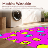 Ultra Soft Area Rug, Non Slip, Stain Resistant, Washable Area Rugs for Living Room, Bedroom, Vibrant Playful Numbered Safari Theme(Pink)