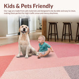 Ultra Soft Area Rug, Non Slip, Stain Resistant, Washable Area Rugs for Living Room, Bedroom, Blush Pink Geometric Living Room 3D Texture Rug(Pink)