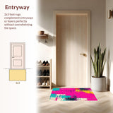 Ultra Soft Area Rug, Non Slip, Stain Resistant, Washable Area Rugs for Living Room, Bedroom, Eclectic Geometric Color Pop(Pink)