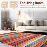 Ultra Soft Area Rug, Non Slip, Stain Resistant, Washable Area Rugs for Living Room, Bedroom, Artful Reversible Textile Design(Red)