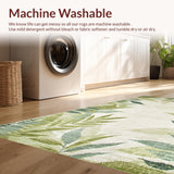 Ultra Soft Area Rug, Non Slip, Stain Resistant, Washable Area Rugs for Living Room, Bedroom, Sage Green Tropical Aesthetic(Beige)