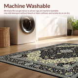 Ultra Soft Area Rug, Non Slip, Stain Resistant, Washable Area Rugs for Living Room, Bedroom, Chic Black and Gray Motif(Black)