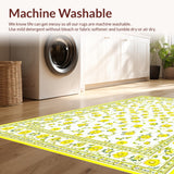 Ultra Soft Area Rug, Non Slip, Stain Resistant, Washable Area Rugs for Living Room, Bedroom, Vibrant Daisy Motif Splash(White)