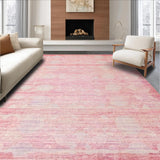 Ultra Soft Area Rug, Non Slip, Stain Resistant, Washable Area Rugs for Living Room, Bedroom, Whimsical Ribbon Knot Rug with Loop Accents and Scallop Pattern(Pink)
