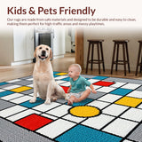 Ultra Soft Area Rug, Non Slip, Stain Resistant, Washable Area Rugs for Living Room, Bedroom, Vibrant Monochrome Interactive Style(Gray)