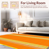 Ultra Soft Area Rug, Non Slip, Stain Resistant, Washable Area Rugs for Living Room, Bedroom, Artistic Plush Geometric Motif(Orange)