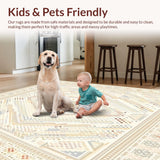 Ultra Soft Area Rug, Non Slip, Stain Resistant, Washable Area Rugs for Living Room, Bedroom, Arizona Shag Collection Geometric Medallion Ivory(Ivory)