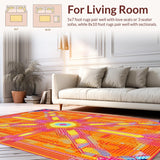 Ultra Soft Area Rug, Non Slip, Stain Resistant, Washable Area Rugs for Living Room, Bedroom, Lively Sunset Color Palette Arrangement(Orange)