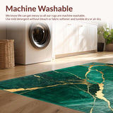 Ultra Soft Area Rug, Non Slip, Stain Resistant, Washable Area Rugs for Living Room, Bedroom, Gilded Abstract Swirling Texture(Green)