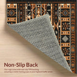 Ultra Soft Area Rug, Non Slip, Stain Resistant, Washable Area Rugs for Living Room, Bedroom, Elegant Monochrome Tribal Design(Black)