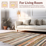 Ultra Soft Area Rug, Non Slip, Stain Resistant, Washable Area Rugs for Living Room, Bedroom, Vibrant Chindi Striped Aesthetic(Orange)