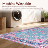 Ultra Soft Area Rug, Non Slip, Stain Resistant, Washable Area Rugs for Living Room, Bedroom, Elegant Antique Ogee Design(Blue)