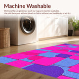 Ultra Soft Area Rug, Non Slip, Stain Resistant, Washable Area Rugs for Living Room, Bedroom, Cute Minimalist Floral Geometry(Pink)