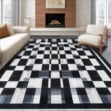 Ultra Soft Area Rug, Non Slip, Stain Resistant, Washable Area Rugs for Living Room, Bedroom, Graphic Checkered Patio Rug Modern Floor Covering(Black)