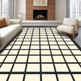 Ultra Soft Area Rug, Non Slip, Stain Resistant, Washable Area Rugs for Living Room, Bedroom, Minimalist Cross Patterned Featuring Muted Beige and Bold Black Accents(Beige)