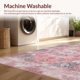 Ultra Soft Area Rug, Non Slip, Stain Resistant, Washable Area Rugs for Living Room, Bedroom, Trendy Textured Pink Motif(Pink)