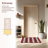 Ultra Soft Area Rug, Non Slip, Stain Resistant, Washable Area Rugs for Living Room, Bedroom, Artistic Minimalist Web Arrangement(Red)