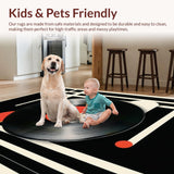 Ultra Soft Area Rug, Non Slip, Stain Resistant, Washable Area Rugs for Living Room, Bedroom, Classical Round Music Decor Meditation Mat(Black)