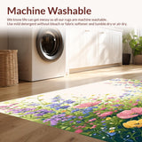 Ultra Soft Area Rug, Non Slip, Stain Resistant, Washable Area Rugs for Living Room, Bedroom, Floral Meadow Area Pink Garden Indoor(Pink)