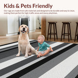 Ultra Soft Area Rug, Non Slip, Stain Resistant, Washable Area Rugs for Living Room, Bedroom, Modern Monochrome Geometric Layout(Gray)
