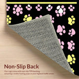 Ultra Soft Area Rug, Non Slip, Stain Resistant, Washable Area Rugs for Living Room, Bedroom, Cute Animal Tracks in Bold Hues(Black)