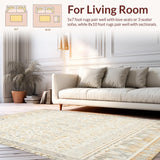 Ultra Soft Area Rug, Non Slip, Stain Resistant, Washable Area Rugs for Living Room, Bedroom, Boho Geometric Area Stylish Low Pile for Home Decor(Beige)