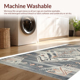Ultra Soft Area Rug, Non Slip, Stain Resistant, Washable Area Rugs for Living Room, Bedroom, Elegant Distressed Vintage Motif(Gray)
