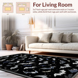 Ultra Soft Area Rug, Non Slip, Stain Resistant, Washable Area Rugs for Living Room, Bedroom, Spooky Black Halloween Decor(Black)