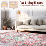 Ultra Soft Area Rug, Non Slip, Stain Resistant, Washable Area Rugs for Living Room, Bedroom, Contemporary Cozy Nature-Inspired Design(Pink)