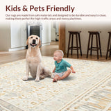 Ultra Soft Area Rug, Non Slip, Stain Resistant, Washable Area Rugs for Living Room, Bedroom, Boho Geometric Area Stylish Low Pile for Home Decor(Beige)