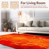 Ultra Soft Area Rug, Non Slip, Stain Resistant, Washable Area Rugs for Living Room, Bedroom, Chic Abstract Flame Aesthetic Fusion(Orange)