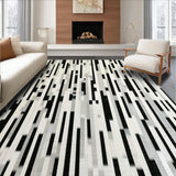 Ultra Soft Area Rug, Non Slip, Stain Resistant, Washable Area Rugs for Living Room, Bedroom, Urban Classic Striped Rug Parallel Lines Graphic Pattern Chic Monochrome Design(Gray)