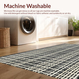 Ultra Soft Area Rug, Non Slip, Stain Resistant, Washable Area Rugs for Living Room, Bedroom, Monochrome Linear Weave Rug Featuring Bold Stripes and Sleek Modern Contrast(White)