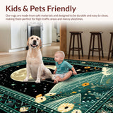 Ultra Soft Area Rug, Non Slip, Stain Resistant, Washable Area Rugs for Living Room, Bedroom, Whimsical Celestial Cat Motif(Black)