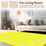 Ultra Soft Area Rug, Non Slip, Stain Resistant, Washable Area Rugs for Living Room, Bedroom, Cute Ethereal Flutter Pattern(Yellow)