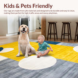 Ultra Soft Area Rug, Non Slip, Stain Resistant, Washable Area Rugs for Living Room, Bedroom, Contemporary Circular Design Elegance(Yellow)