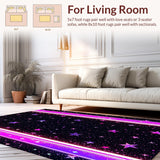 Ultra Soft Area Rug, Non Slip, Stain Resistant, Washable Area Rugs for Living Room, Bedroom, Playful Iridescent Star Motif(Black)